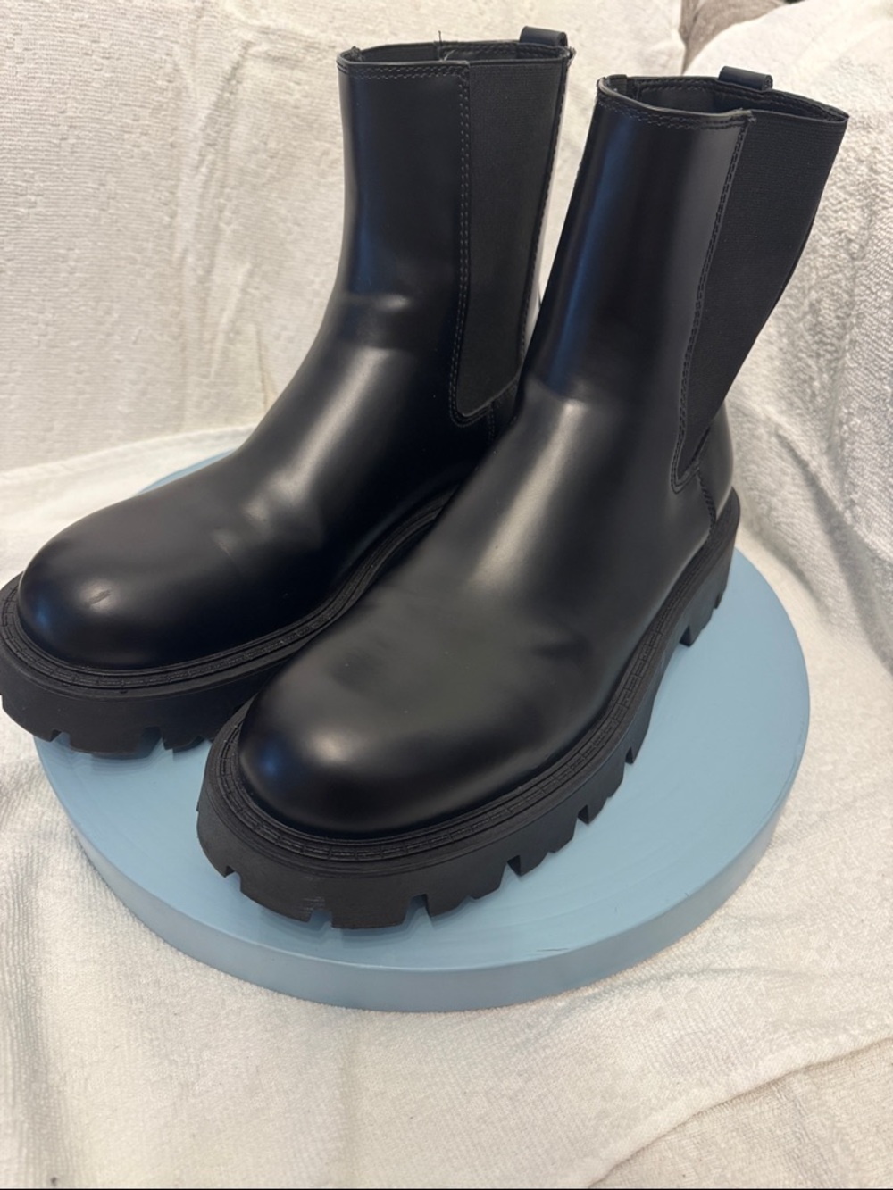 Zara Black Chunky Chelsea Boots 45 US 12